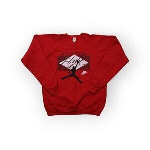 Vintage Air Jordan Nike Flight Jumpman Logo‎ Sweatshirt Pullover Mens XL Red